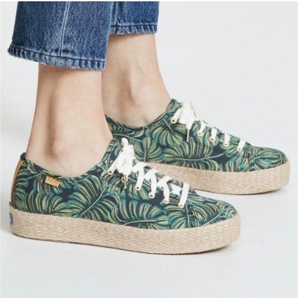 Keds x Rifle Paper Co Triple Decker Monstera Leaf Espadrille Sneakers Green‎ 6